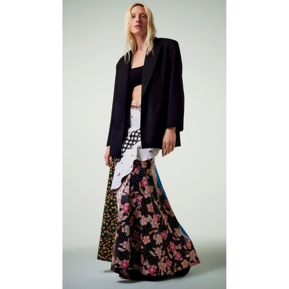 Zara Dresses & Skirts - ZARA's‎ Unique Patchwork Maxi Skirt Boho Festival Floral Polka Dot Print Flowy